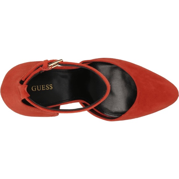 GUESS Women’s Rachel Pump Orange Suede SIZE 9.5 Heel Pumps Platform halloween - Picture 3 of 4